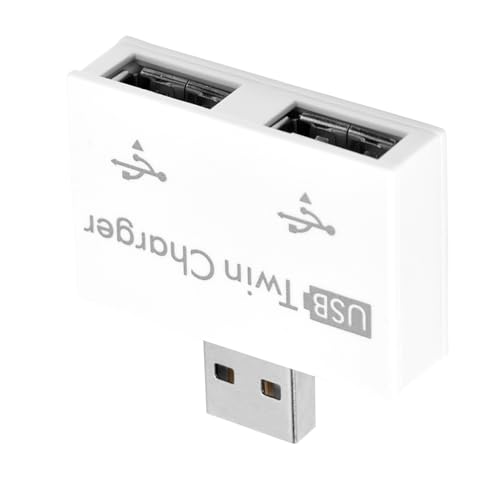 USB-Hub, USB 2.0 Multi-USB-Hub 2 Ports Tragbarer Adapter Doppel-USB-Port-Extender (White) von Denash