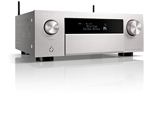 Denon AVC-X4800H 9.4-Kanal AV-Receiver, Verstärker mit Auro-3D, Dolby Atmos, DTS:X,6 "8K-Eingängen und 3 Ausgängen, Bluetooth, Airplay 2, HEOS-Multiroom, Alexa kompatibel, Silber von Denon