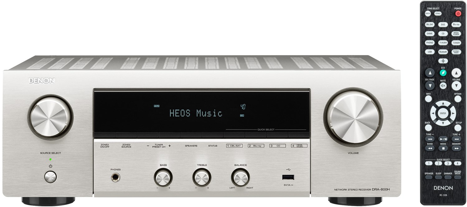 Denon DRA-800H Stereo Receiver und Verstärker, 5 HDMI Eingänge, silber von Denon