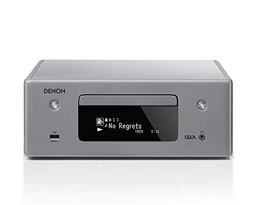 Denon RCD-N10 Kompaktanlage, HiFi Verstärker, CD-Player, Internetradio, Musikstreaming, HEOS Multiroom, Bluetooth & WLAN, AirPlay 2, Alexa Kompatibel, 2 Optische TV-Eingänge, ohne Lautsprecher, grau von Denon