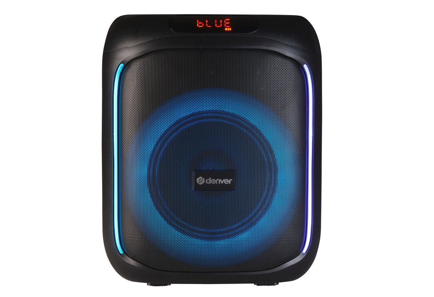 Denver BPS-165 mit LED Party-Lautsprecher (Bluetooth, 20 W, 20 W RMS, kabelgebundenes Mikrofon inklusive, USB, microSD-Steckplatz) von Denver