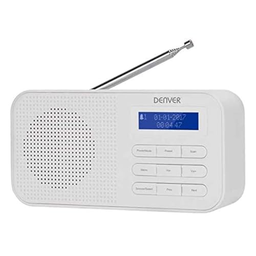 Digitales Dab + und UKW-Radio, DENVER DAB-42WHITE, Wecker, Batterie- und Energiebetrieb, Lautstärke 1 W, Holz-Finish. Digitales Dab + und UKW-Radio, DENVER DAB-42WHITE, Wecker, Batterie- und Energiebetrieb, Lautstärke 1 W, Holz-Finish. von Denver