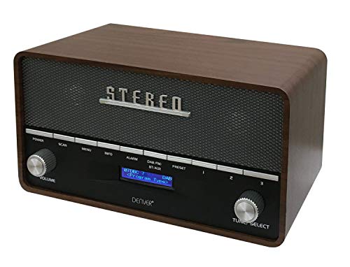 Denver DAB Radio DAB36, Radio mit Bluetooth, Retro Radio aus Holz, FM Radio, DAB, DAB+, AUX, Batterien oder Netzstrom, Braun von Denver