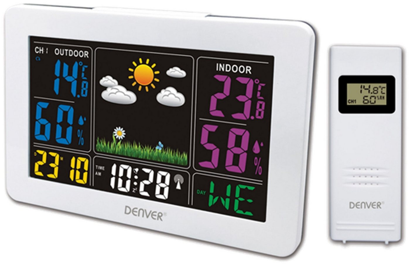 Denver DENVER Wetterstation WS-540, weiß, mit Farbdisplay Wetterstation von Denver