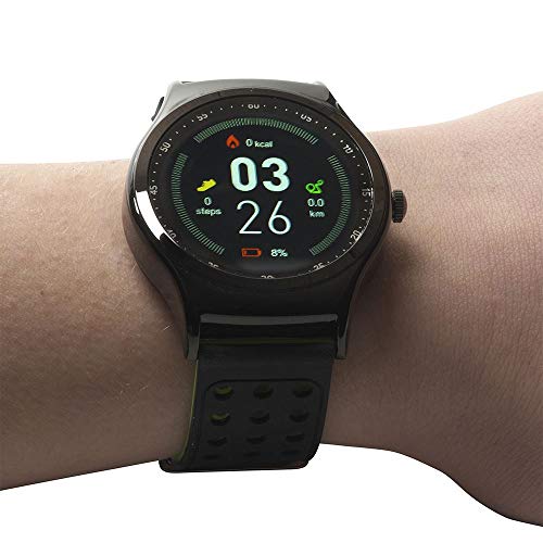 Denver Electronics SW-450 Bluetooth-Sport-Smartwatch mit Herzfrequenzsensor,Barometer und Thermometer, Schwarz/Grün von Denver
