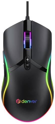 Denver GMO-402 Gaming-Maus USB Optisch Schwarz 7 Tasten 1000 dpi, 1600 dpi, 3200 dpi, 6400 dpi Beleu von Denver