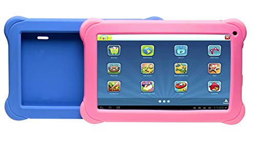 Denver Kinder-Tablet (Quadcore Prozessor, 1 GB RAM, Android 8.1 GO Edition) Schwarz mit 2 farbigen Schutzhüllen von Denver