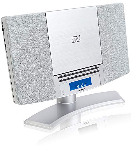 Denver Kleiner CD-Player für Zuhause mit Lautsprechern & Radio – Netzstrom, vertikal, Radiowecker, Fernbedienung, CD-Player oder Desktop-Ständer – MC-5220 von Denver