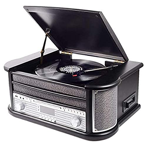 Denver MRD-51 DAB+, FM/AM Radio mit CD-, Kasetten- und Plattenspieler, Holzoptik, Schwarz, 111201210050 von Denver