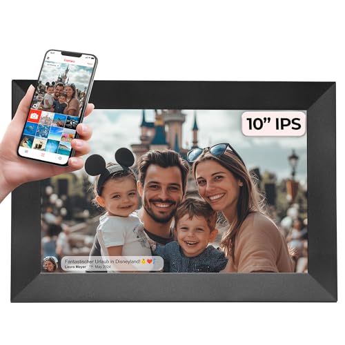 Denver PFF-1024BLACK Digitaler Bilderrahmen 25,7 cm (10,1 Zoll) mit Wi-Fi, Timer, Foto-Software zum Versenden von Fotos von der mobilen App auf den Rahmen, Auflösung: 1280 x 800 cm, Schwarz von Denver