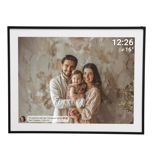 Denver PFF-1970 Digitaler Wi-Fi Bilderrahmen – 19 Zoll Full HD IPS Touchscreen, Integrierte FRAMEO Software, Drahtloses Teilen, Timer-Funktion, 32GB Speicher, Schwarz von Denver