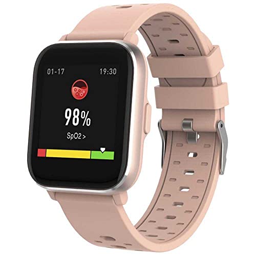 Denver SW-165 Rosa Bluetooth Smartwatch - 1,4-Zoll IPS Touchscreen, Körper Temperatur, Blutsauerstoff & Herzfrequenz Sensor, IP68 Wasserfest, Multi-Sport Modus, iOS & Android kompatibel von Denver