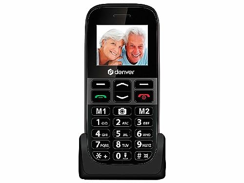 Denver Seniorenhandy Ohne Vertrag - Große Tasten - Ladestation - Dual SIM - mit Notruftaste - Bluetooth - BAS18500MEB von Denver