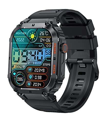 Denver Smartwatch Herren Stahl Gear Smartwatch Mit Bluetooth 5.0, Herzfrequenzsensor, Blutdruck, Blutsauerstoff, Anruf Funktion, Schritte & Schlaf Tracking, 1.96" TFT Display, von Denver