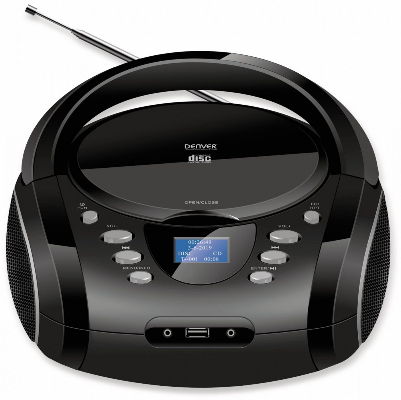 Denver TDB-10 Boombox (DAB+, UKW Radio, CD/MP3 Player, Bluetooth, USB, AUX-IN und Kopfhörerausgang) von Denver
