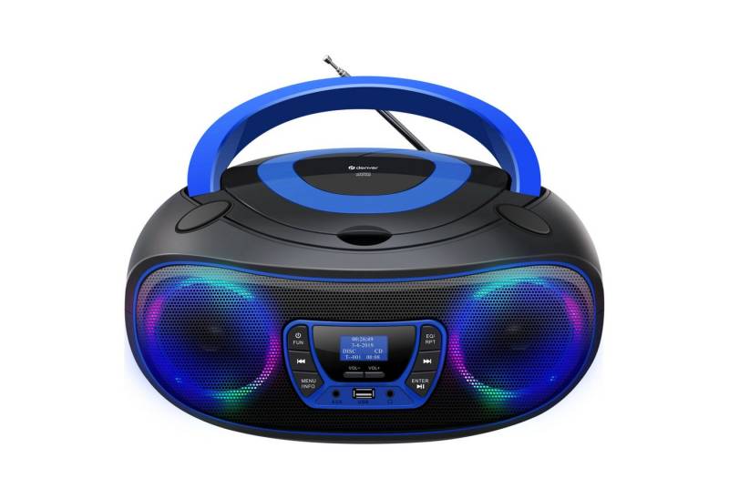 Denver TDB-212BU CD-Player (Retro-Design, Bluetooth, CD-Player, DAB+ mit LCD-Display & Lichteffekt) von Denver