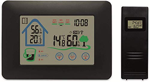 Kabellose Wetterstation DENVER WS-520 Digitales Hygrometer für Innen- und Außenmessung von Temperatur und Luftfeuchtigkeit, Anzeige für offene Fenster und Innenumgebung von Denver