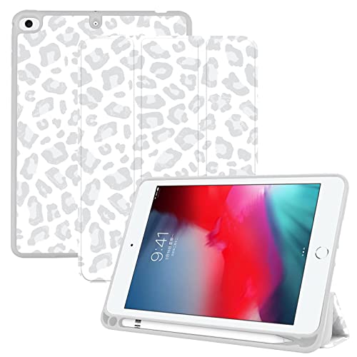 Deokke Kompatibel mit iPad Mini 4 Hülle/iPad Mini 5 Hülle 4.,5. Generation 7.9 Zoll (2015/2019) mit Stifthalter und weicher TPU-Rückseite, automatische Schlaf-/Wach-Abdeckung, grau, Leoparden-Gepard von Deokke