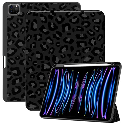 Deokke Kompatibel mit iPad Pro 32,8 cm (12,9 Zoll), 6. / 5. / 4. / 3. Generation (2022/2021/2020/2018), Stifthalter, TPU-Rückseite, automatische Sleep/Wake-Abdeckung mit iPad 2. Bleistift, Schwarz, von Deokke