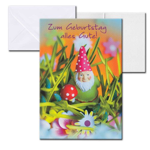 Cartolini Aufklappkarte Karte Sprüche Zitate Briefumschlag Geburtstag Gartenzwerg 17,5x12 cm von Depesche