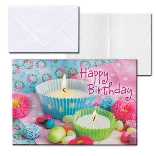 Cartolini Aufklappkarte Karte Sprüche Zitate Briefumschlag Geburtstag Kerzen 12 x 8,2 cm von Depesche