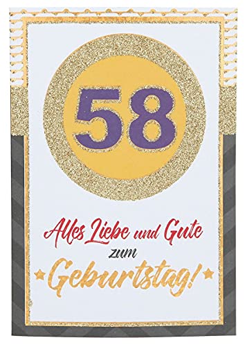 Depesche 11136-087 Glückwunsch-Karte zum 58. Geburtstag, originelle Geburtstagskarte mit passendem Spruch, ohne Innentext, inkl. Umschlag, 17,5 x 13 cm von Depesche