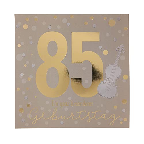 Depesche 11515-055 Zahlenkarte zum 85. Geburtstag mit Musik, veredelte Klappkarte mit originellem Innentext, inkl. Umschlag, Format 15,5 x 15,5 cm von Depesche