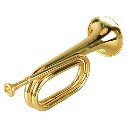 C-Tonart-Trompete, Bugle Cavalry Militärstil Messingtrompete mit Mundstück, Militär leicht zu spielen, Armee Militär Angriffskommando Signalhorn für Blaskapelle, (GOLD) von Depisuta