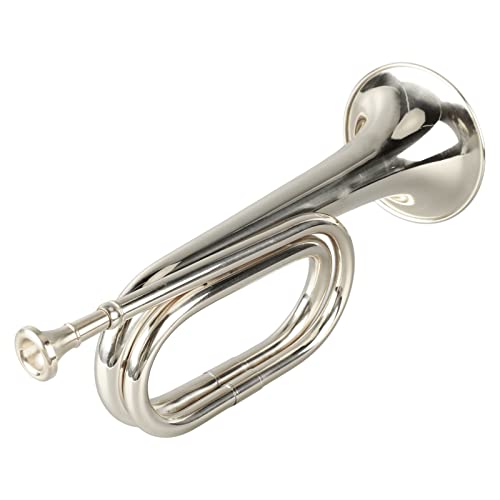 C-Tonart-Trompete, Bugle Cavalry Militärstil Messingtrompete mit Mundstück, Militär leicht zu spielen, Armee Militär Angriffskommando Signalhorn für Blaskapelle, (SILVER) von Depisuta