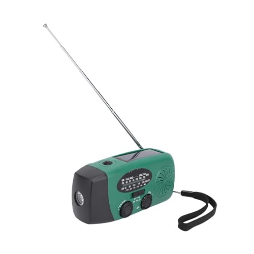 Kurbel-Notfallradio, Wetterradio mit AM/FM/NOAA, Solarbetrieb, SOS-Alarm und LED-Taschenlampe, 2000-mAh-Powerbank für Hurrikan-Überlebensausrüstung (Green) von Depisuta
