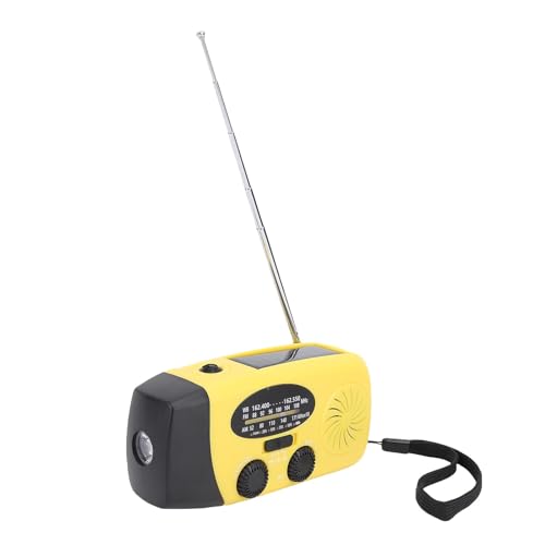 Kurbel-Notfallradio, Wetterradio mit AM/FM/NOAA, Solarbetrieb, SOS-Alarm und LED-Taschenlampe, 2000-mAh-Powerbank für Hurrikan-Überlebensausrüstung (Yellow) von Depisuta