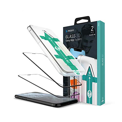 Deppa |2 Stück| Schutzfolie für Iphone 11 Pro Full Screen (5.8 Zoll) mit Schablone Glas Folie 3D - Schutzglas, Displayschutz mit Schablone von Deppa