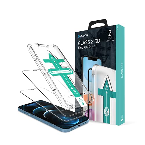 Deppa |2 Stück| Schutzfolie für Iphone 12/12 Pro Full Screen (6.1 Zoll) mit Schablone Glas Folie 2.5 D - Schutzglas, Displayschutz mit Schablone von Deppa