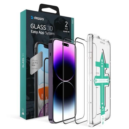 Deppa |2 Stück| Schutzfolie für Iphone 14 Pro Max Screen (6.7 Zoll) mit Schablone - Glas, Folie, Schutzfolie, Schutzglas, Displayschutz, Glasschutz von Deppa