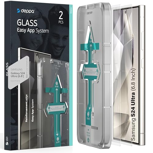 Deppa | 2 Stück | Schutzfolie für Samsung Galaxy S24 Ultra (6,8') mit Schablone | FINGERABDRUCK-KOMPATIBEL | Stoßfest | Vollständige Abdeckung | Blasenfreie, einfache Installation von Deppa