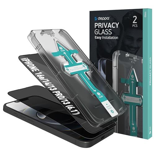 Deppa |2 Stück| Sichtschutz für iPhone 16e/iPhone 14/13 Pro/13 (6.1 Zoll) mit Schablone Privacy Anti Spy Glas, Folie, Schutzfolie, Schutzglas, Displayschutz, Sichtschutzfolie von Deppa