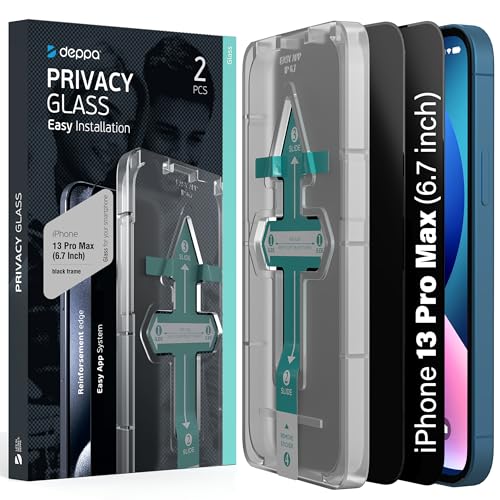 Deppa |2 Stück| Sichtschutz für Iphone 14 Plus/13 Pro Max (6.7 Zoll) mit Schablone Privacy Anti Spy Glas, Folie, Schutzfolie, Schutzglas, Displayschutz, Panzerfolie, Sichtschutzfolie von Deppa