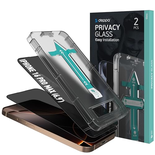 Deppa |2 Stück| Sichtschutz für Iphone 16 Pro Max (6.9 Zoll) mit Schablone Privacy Anti Spy Glas, Folie, Schutzfolie, Schutzglas, Displayschutz, Sichtschutzfolie von Deppa