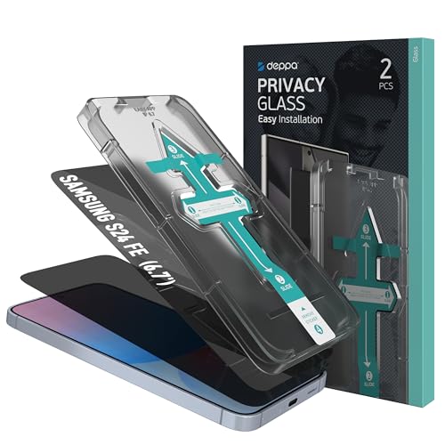 Deppa | 2 Stück | Sichtschutz für Samsung Galaxy S24 FE (6,7') mit Schablone | FINGERABDRUCK-KOMPATIBEL | Stoßfest | Vollständige Abdeckung | Blasenfreie, einfache Installation von Deppa