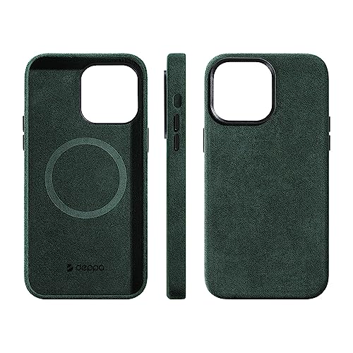 Deppa Alcantara Hülle für iPhone 12 Pro Max (6,7') mit Magsafe| Schockfeste Handyhülle Case| Erhöhter Kameraschutz| Echtes italienisches Alcantara| Premium-Qualität Cover (Grün-9073) von Deppa