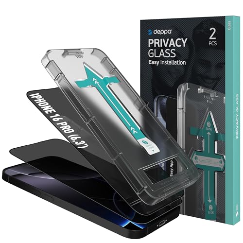 Deppa |2 Stück| Sichtschutz für Iphone 16 Pro (6.3 Zoll) mit Schablone Privacy Anti Spy Glas, Folie, Schutzfolie, Schutzglas, Displayschutz, Sichtschutzfolie Deppa |2 Stück| Sichtschutz für Iphone 16 Pro (6.3 Zoll) mit Schablone Privacy Anti Spy Glas, Folie, Schutzfolie, Schutzglas, Displayschutz, Sichtschutzfolie von Deppa