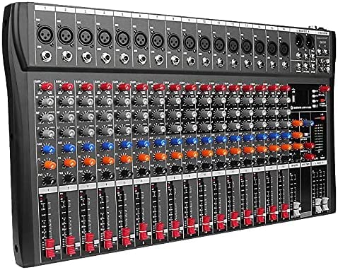 Depensheng DX16 DJ Sound Controller Interface-Mixer mit USB-Laufwerk für Computeraufnahmen 16-Kanal-Studio-Audio-Mixer – XLR-Mikrofonanschluss, 48-V-Stromversorgung, RCA-Ein-/Ausgang von Depusheng