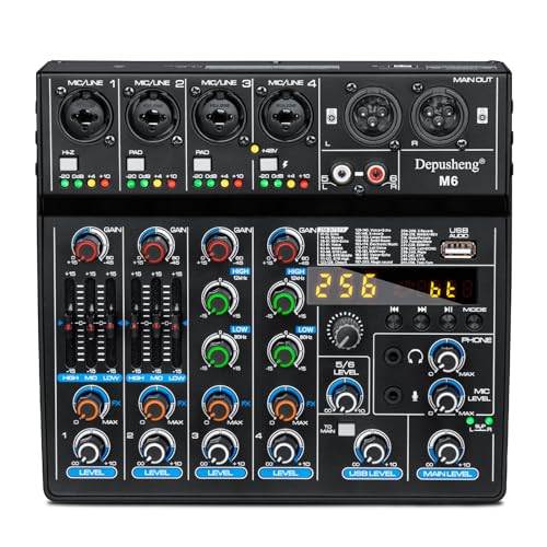 Depusheng M6 6 Kanal DJ Mixer tragbare Bluetooth MP3 audio mischpult integrierte 256 digitale Effekte USB Schnittstelle für Computeraufzeichnung Live Streaming Podcasting Karaoke Depusheng M6 6 Kanal DJ Mixer tragbare Bluetooth MP3 audio mischpult integrierte 256 digitale Effekte USB Schnittstelle für Computeraufzeichnung Live Streaming Podcasting Karaoke von Depusheng