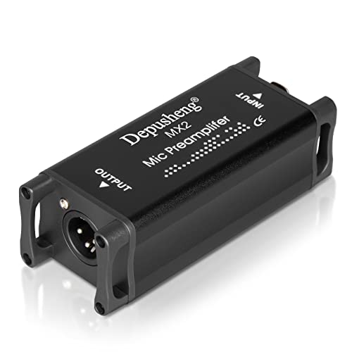 Depusheng MX2 Vorverstärker für Mikrofone, Mikrofon Booster Vorverstärker Bietet 25 dB zusätzliche Verstärkung Geeignet für dynamische und Bändchenmikrofone von Depusheng