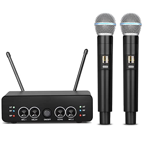 Depusheng R3 Karaoke Wireless Mikrofon, Vollmetall Dual Handmikrofon für Karaoke, Kirchen, Hochzeiten, Konferenzen und Partys von Depusheng