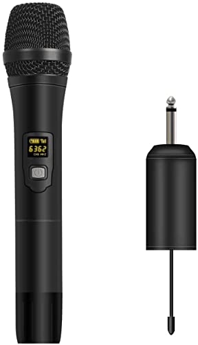 Depusheng W1 Tragbares dynamisches UHF-Mikrofon, drahtloses Mikrofonsystem für Karaoke- und Hauspartys über das Mischpult, PA-System usw von Depusheng