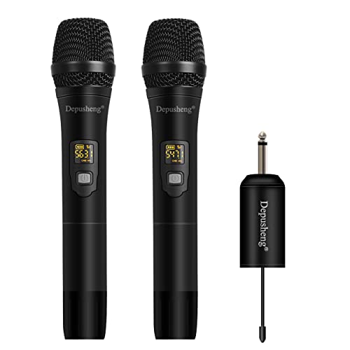 Depusheng W2 UHF drahtloses Mikrofon System Dynamisches Handmikrofon, verwendet für Karaoke und Familientreffen durch Mischpulte, PA Systeme(Dual Mic) von Depusheng