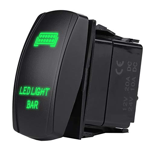 12V 24V 5 Pin LED Light Bar Toggle Rocker Switch SPST On OFF,CE Certified LED Light Bar Rocker Switch,fit for Cars Motorcycles Buses Boats RV Trailers (Green Light) von Depzenjea