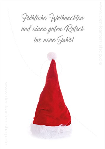 3 Stück A6 Postkarte Weihnachtskarte Nikolausmütze Fröhliche Weihnachten und einen guten Rutsch ins neue Jahr von Der-Karten-Shop.de