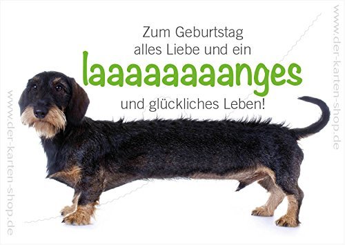 3 Stück A6 Tierpostkarte, Postkarte, Geburtstagskarte, Hund langer Dackel Alles Gute von Der-Karten-Shop.de